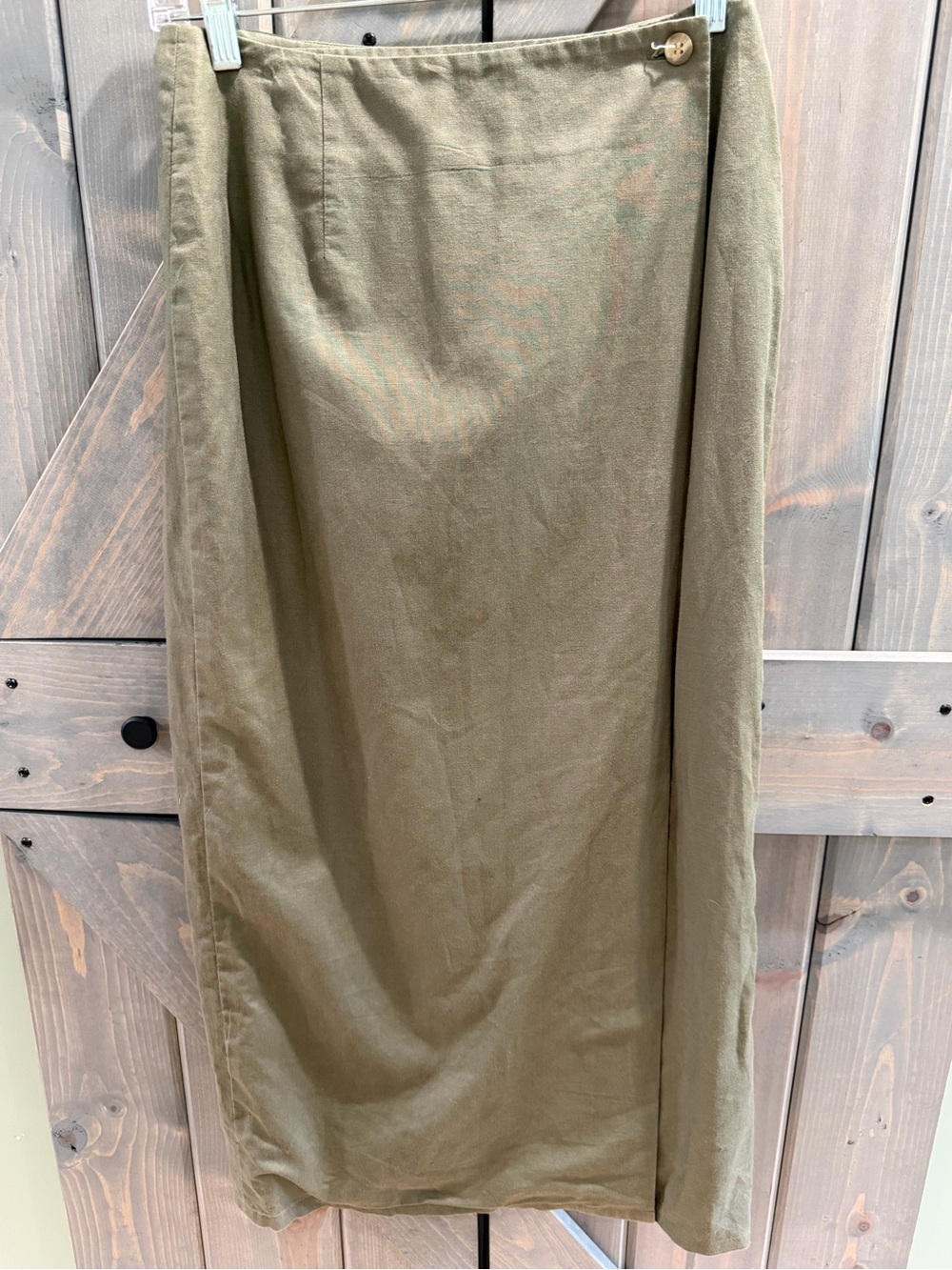 Herman Geist 90s Y2K Olive Green Column Wrap Skirt Size 6